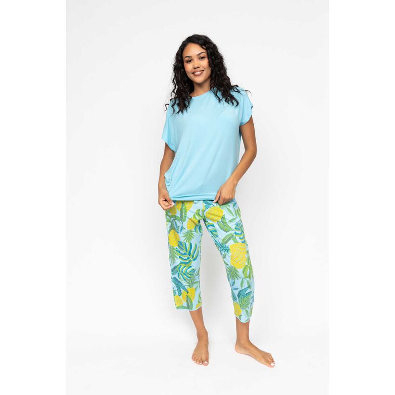Cyberjammies Light Blue Slouch Jersey Cap Sleeve Pyjama Top image number 2